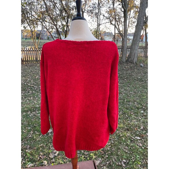 Red Cable Knit Pullover Sweater Size Large 100% Acrylic Long Sleeves Dana Scott - Picture 4 of 9